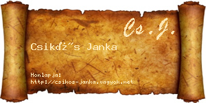 Csikós Janka névjegykártya